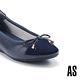 低跟鞋 AS 氣質高雅蝴蝶結異材質拼接低跟娃娃鞋－藍 product thumbnail 6
