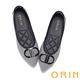 ORIN 造型飾釦千鳥格紋布尖頭平底鞋 黑色 product thumbnail 4