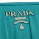 PRADA 銀字浮雕LOGO小羊皮抓皺拉鍊長夾(湖水藍) product thumbnail 6