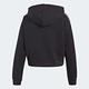 Adidas 帽T Cropped Hoodie 女款 愛迪達 連帽上衣 短版 羅紋袖口 寬鬆 黑 白 CY4766 product thumbnail 2