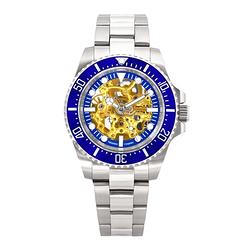 Valentino Coupeau 范倫鐵諾 古柏 陶瓷鏤空水鬼機械腕錶(銀殻/藍面/鋼帶)