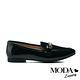 (季末換季出清)低跟鞋 MODA Luxury 韓系貝殼飾釦羊漆皮樂福低跟鞋－黑 product thumbnail 3