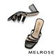 拖鞋 MELROSE 美樂斯 俐落多條帶造型亮牛漆皮方頭高跟拖鞋－黑 product thumbnail 5