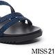 涼鞋 MISS 21 低調奢華燙鑽繫帶異材質拼接厚底涼鞋－藍 product thumbnail 6