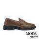 低跟鞋  MODA MODAY 復刻時尚牛油皮金屬便士樂福低跟鞋－棕 product thumbnail 3