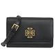 TORY BURCH Britten雙T LOGO牛皮翻蓋斜背包(黑/金) product thumbnail 2