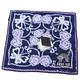 ANNA SUI 可愛灰貓刺繡字母LOGO蝴蝶圖騰小方巾(藍紫色系) product thumbnail 3