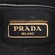 PRADA 經典三角金色浮雕LOGO尼龍皺摺小羊皮飾邊肩背晚宴包(黑) product thumbnail 7