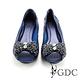 GDC-水滴鑽鉓蝶鑽飾魚口羊皮平底鞋-藍色 product thumbnail 2