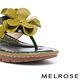 拖鞋 MELROSE 美樂斯 綻放立體花朵造型全真皮夾腳厚底拖鞋－綠 product thumbnail 6