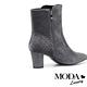 短靴 MODA Luxury 層次異材質菱紋拼接尖頭粗跟短靴－灰 product thumbnail 4
