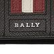 BALLY 金屬LOGO紅白紅織帶牛皮對開零錢短夾(深咖) product thumbnail 5