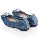 G.Ms. MIT系列-拼接鱷魚紋金屬飾釦牛皮娃娃鞋-奢華藍 product thumbnail 4