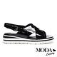 涼鞋 MODA Luxury 潮流鏡面交叉帶設計撞色厚底涼鞋－黑 product thumbnail 3