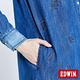 EDWIN 塗鴉系列 基本繡花長版牛仔襯衫-女-拔洗藍 product thumbnail 9