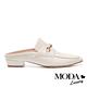 拖鞋 MODA Luxury 復古時尚馬銜釦穆勒尖頭低跟拖鞋－白 product thumbnail 3