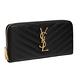 YSL MONOGRAM系列V字縫線魚子醬牛皮金屬LOGO拉鍊手拿長夾(黑) product thumbnail 2