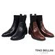 Tino Bellini 義大利進口結構拼接牛皮MIX彈力布低跟短靴 _ 咖 product thumbnail 3