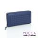 YUCCA - 牛皮十字紋編織長夾-藍色- D0107049 product thumbnail 2