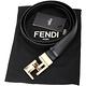 FENDI FF 雙面兩用小牛皮腰帶(黑x金色) product thumbnail 5