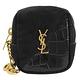 YSL Saint Laurent金屬LOGO素色羊皮方形零錢包(黑) product thumbnail 2