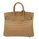 HERMES 愛馬仕 鉑金包 Birkin 霧面鱷魚（25cm/奶茶色/金釦/B刻） product thumbnail 2