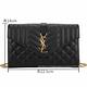 YSL Saint Laurent MONOGRAM 可拆鍊帶稜格縫線牛皮手拿/斜背包(黑色) product thumbnail 6