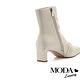 短靴 MODA Luxury 唯美扭結牛皮方頭高跟短靴－米 product thumbnail 4