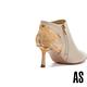踝靴 AS 時髦復古異材質拼接石紋羊皮尖頭高跟踝靴－米 product thumbnail 4