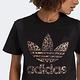 Adidas T-Shirt Logo HK5187 女 短袖 上衣 T恤 經典 豹紋 LOGO 短版 三葉草 黑 product thumbnail 5