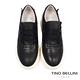 Tino Bellini 牛皮革拼接造型厚底綁帶休閒鞋-黑 product thumbnail 4