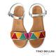 Tino Bellini 西班牙進口多彩撞色牛皮繫帶平底涼鞋-銀 product thumbnail 4