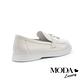 低跟鞋 MODA Luxury 率性簡約經典素色全真皮樂福厚底鞋－白 product thumbnail 4