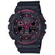 CASIO卡西歐 G-SHOCK 黑紅火焰防磁雙顯腕錶/GA-100BNR-1A product thumbnail 2