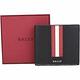 BALLY TRASAI 經典紅白條紋八卡對折短夾(黑色) product thumbnail 5