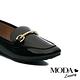 (季末換季出清)低跟鞋 MODA Luxury 韓系貝殼飾釦羊漆皮樂福低跟鞋－黑 product thumbnail 6