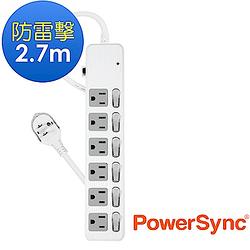 群加PowerSync 六開六插防雷擊延長線/2.7m(TPS366AN9027)