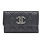 CHANEL 經典菱格粒紋牛皮品牌雙C LOGO暗釦卡夾/零錢包(黑色) product thumbnail 2