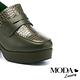 高跟鞋 MODA Luxury 復古質感壓紋皮革水台樂福高跟鞋－綠 product thumbnail 6