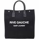 YSL Saint Laurent Rive Gauche 印花帆布拼皮直立式手提托特包(黑色) product thumbnail 2