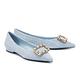 低跟鞋 AS 奢華優雅珍珠方釦毛呢尖頭低跟鞋－藍 product thumbnail 2