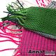 AnnaSofia 螢光絮線格 毛線織圍巾(綠桃系) product thumbnail 4