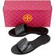 TORY BURCH Ines 雙T金屬色鑲邊牛皮平底拖鞋/涼鞋(黑色) product thumbnail 5