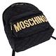 Moschino 品牌金色字母LOGO圖騰尼龍菱格紋後背包(小/黑) product thumbnail 5