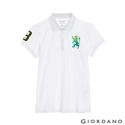 GIORDANO  女裝勝利獅王刺繡POLO衫 - 01 標誌白