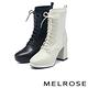 短靴 MELROSE 美樂斯 時髦潮感綁帶飛織牛皮方頭美型高跟短靴－米白 product thumbnail 7