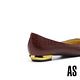 低跟鞋 AS 低調奢華鍍金 LOGO 尖頭低跟鞋－咖 product thumbnail 4