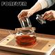 日本FOREVER 提手耐熱玻璃泡茶壺贈木紋直條玻璃對杯(古典下午茶1壺2杯組) product thumbnail 9