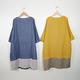 【MOSS CLUB】雙層紗棉布圓領八分袖洋裝 藍 黃 product thumbnail 6