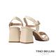 TINO BELLINI 巴西進口全真皮編織麻花高跟涼鞋FSLV005(米白) product thumbnail 4